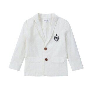 Petit Clair Seersucker Emblem Blazer Size 10 Boys White